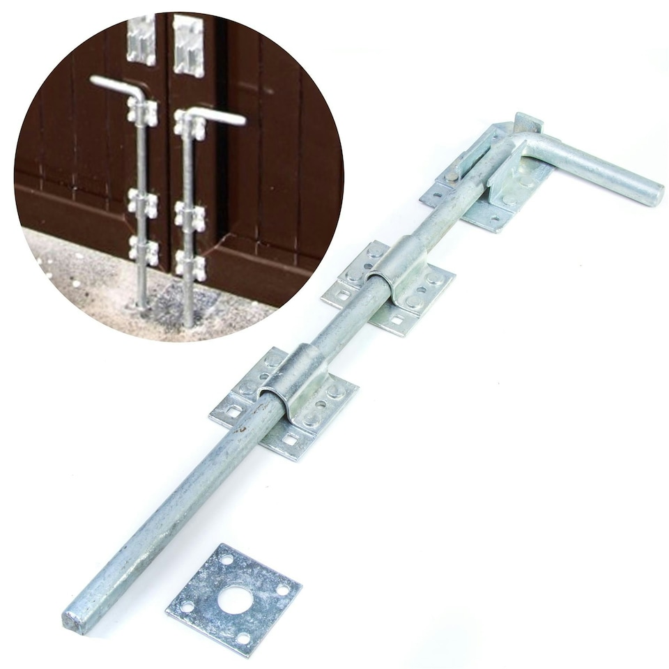 image 1 of Long 18" Galvanised Drop Bolt | Garage/Gate/Door Lock Silver