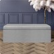 image 1 of 150cm Large Plain Safar Storage Ottoman Box, Silver Naples Upholstered Deep Storage Ottoman End of Bed Bench