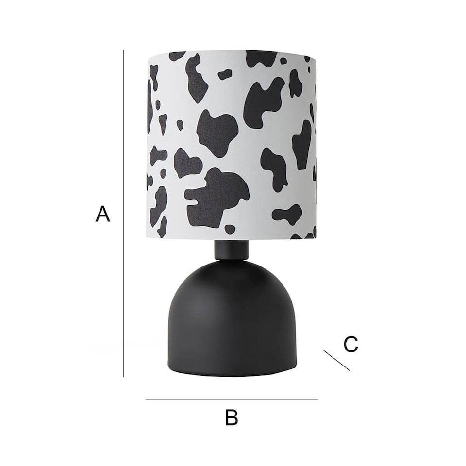 image 1 of ValueLights Miley Cow Print Shade Matte Black Table Lamp and Bulb