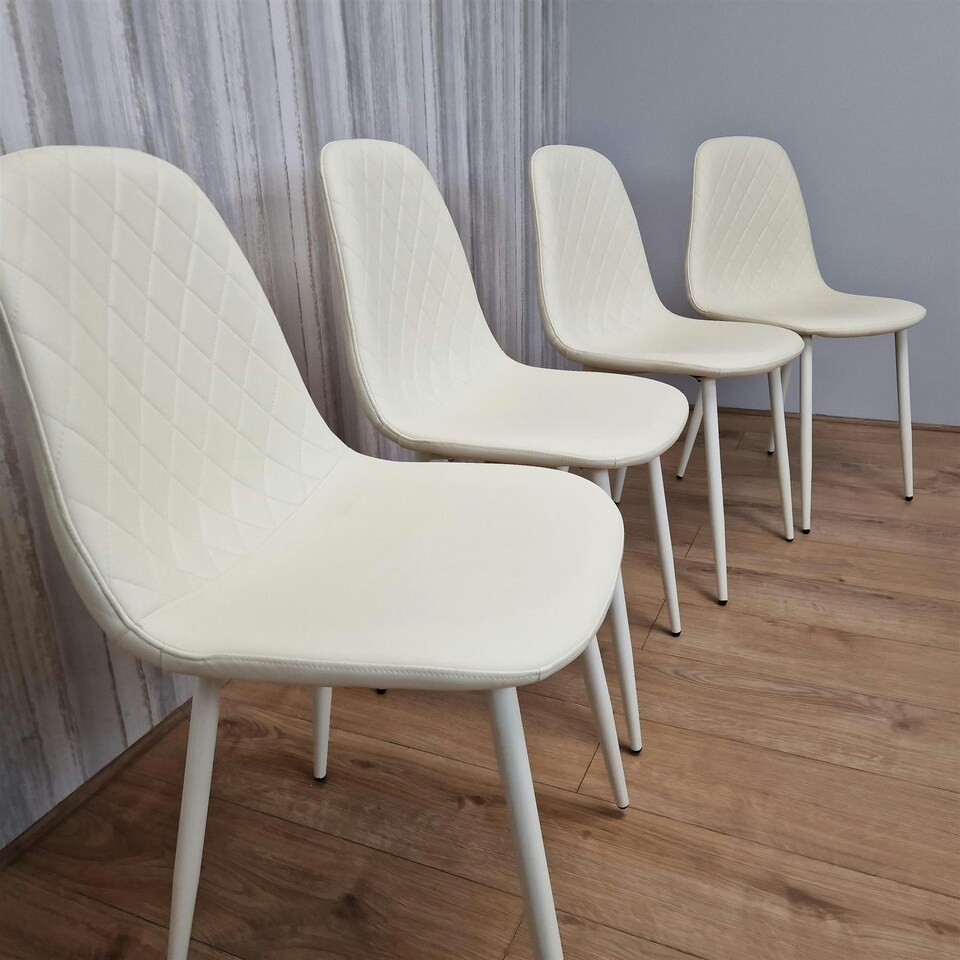image 1 of Dining Chairs Set of 4 Cream Leather Kitchen Chairs Cream