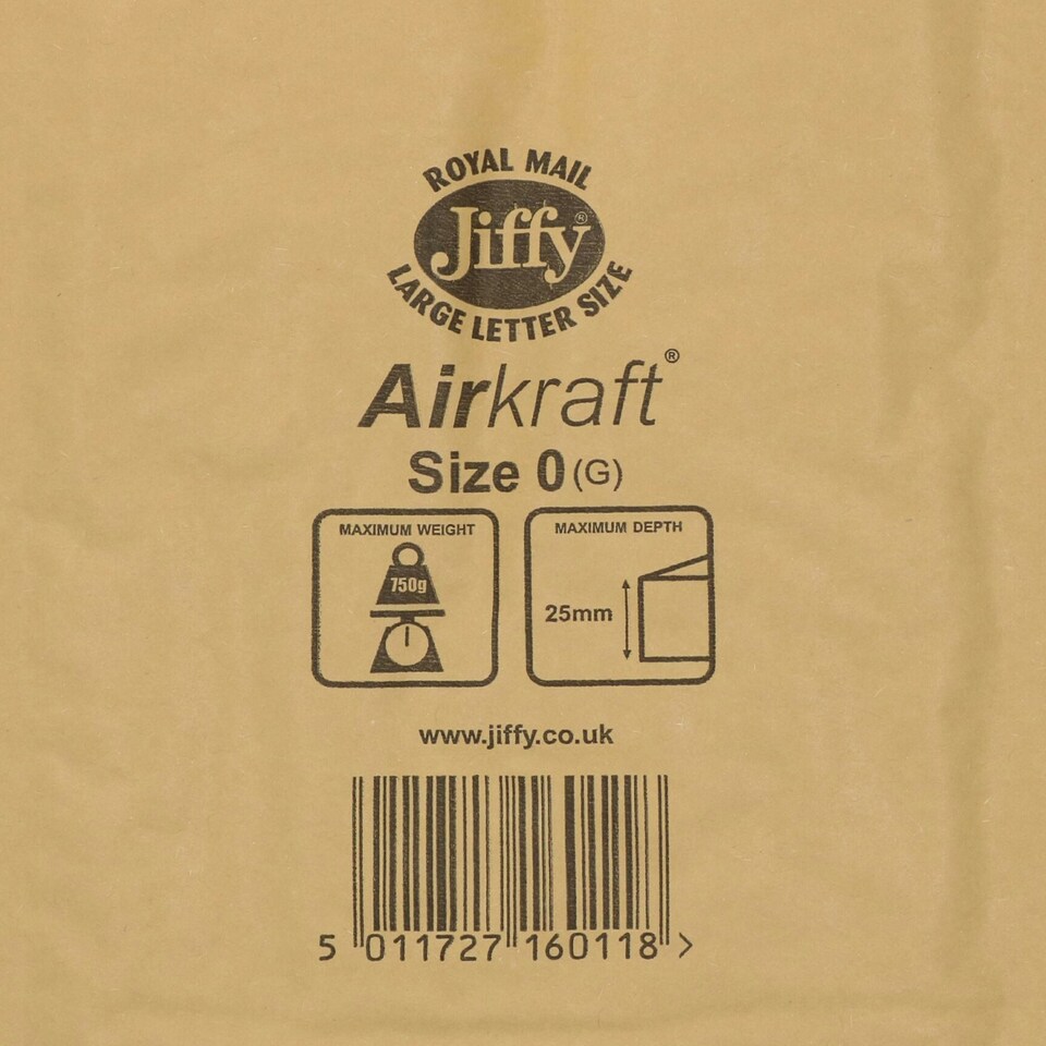 image 1 of 50pk Genuine Gold Jiffy Bag Airkraft Bubble Padded Mail Bag Envelope Size 0