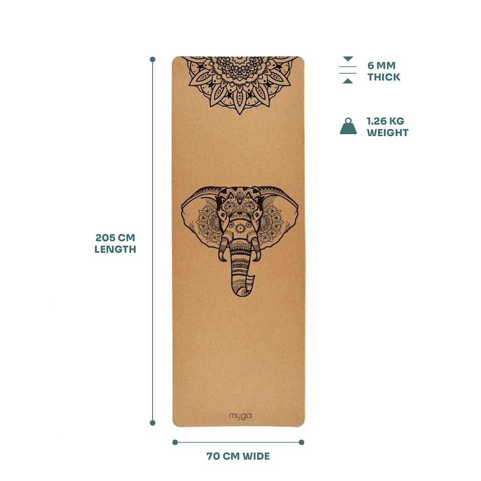 image 1 of Myga Elephant Extra Large Cork Yoga Mat