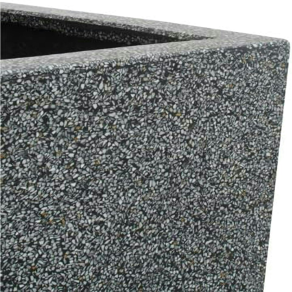 image 1 of Primrose Poly Terrazzo Stone Black Tall Flared Outdoor Square Planter 91cm