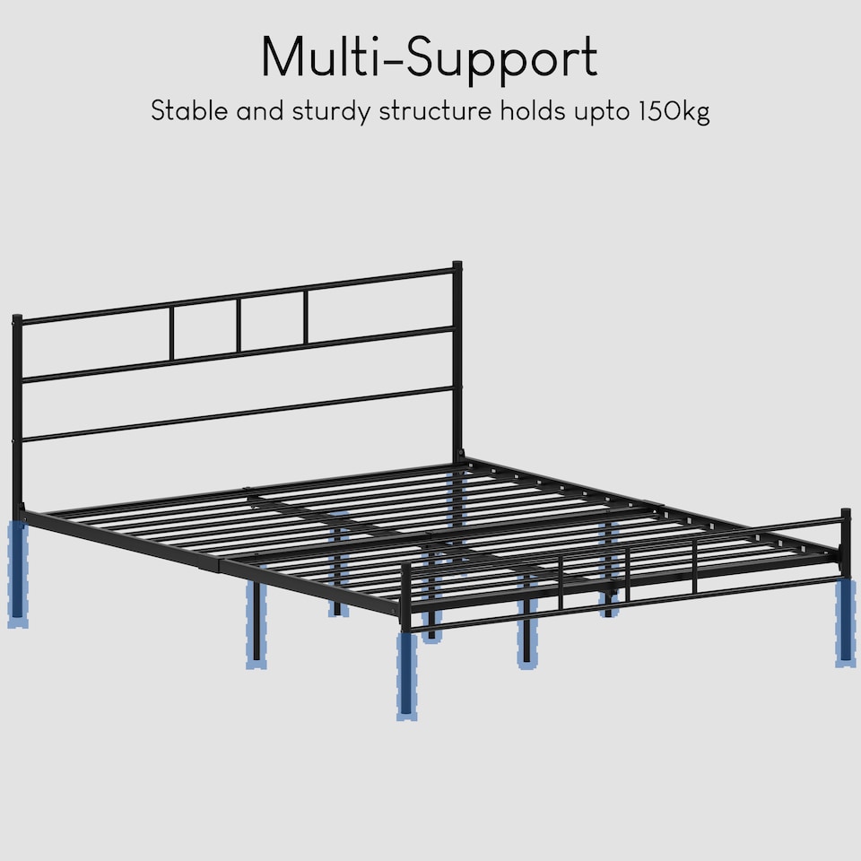 image 1 of Vida Designs Dorset 5ft King Size Bed Metal Frame, Silver, 150 x 200cm
