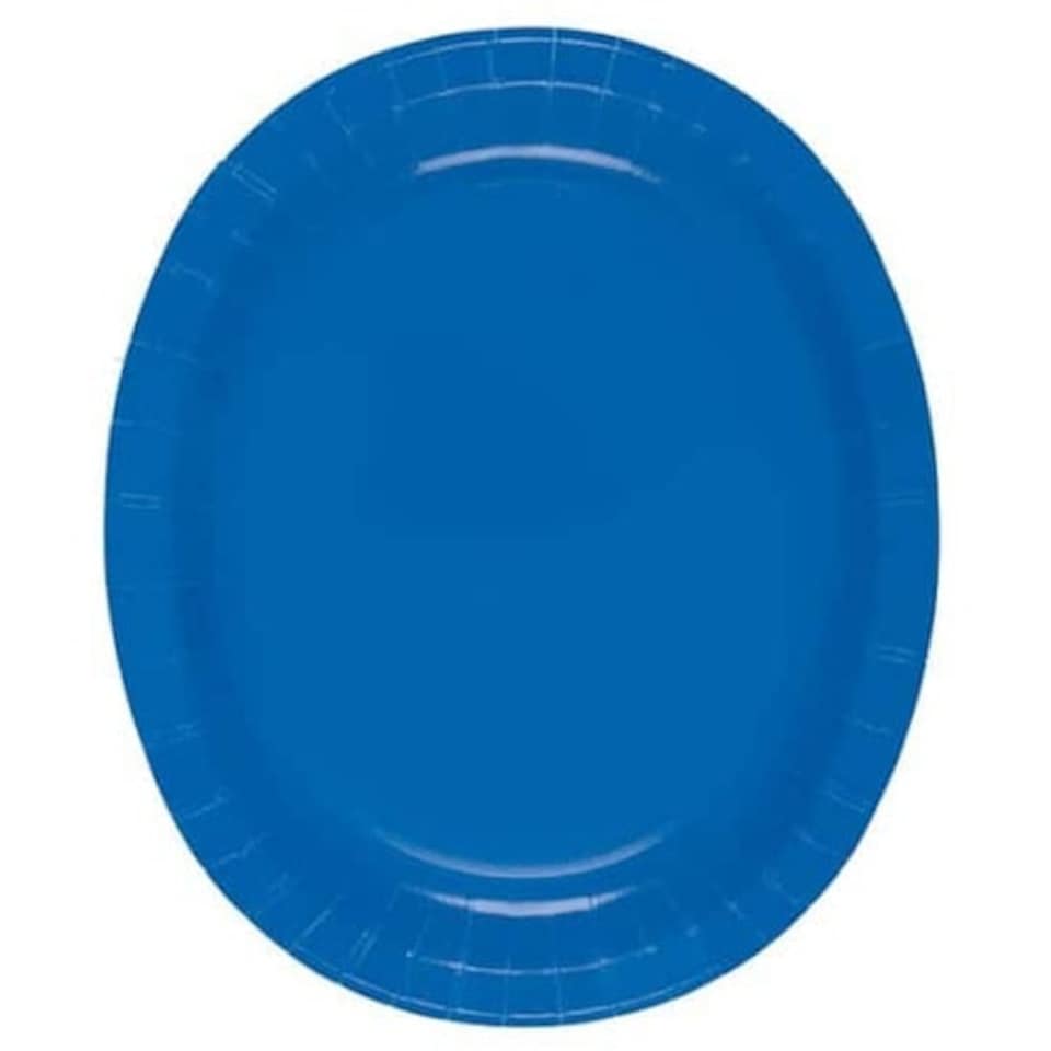 Royal Blue Oval Paper Plates 30cm - Pack of 8