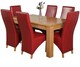image 1 of Dakota 152 x 87cm Medium Oak Dining Table and 6 Lola Leather Chairs | Red | Red