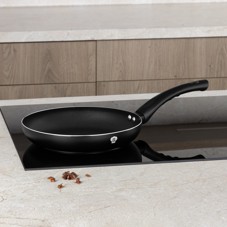 image 1 of Blaumann Cookware Frying Grill Pots Pan Saucepan Casserole Soft Touch Handle Lid | Black | Matt Black | 24cm Frying Pan - 1.6L