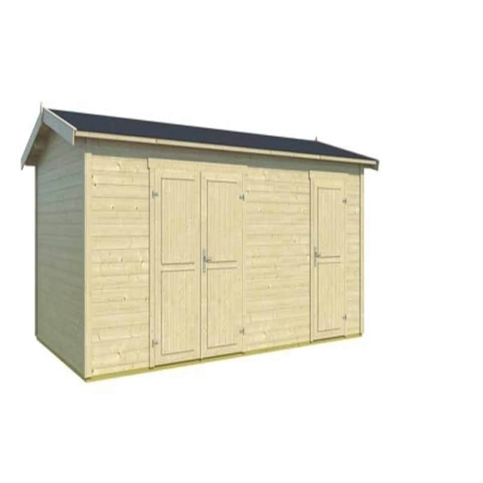 image 1 of Tuvalu XL-Log Cabin, Wooden Garden Room, Timber Summerhouse, Home Office - L540 x W331.2 x H250.8 cm Brown
