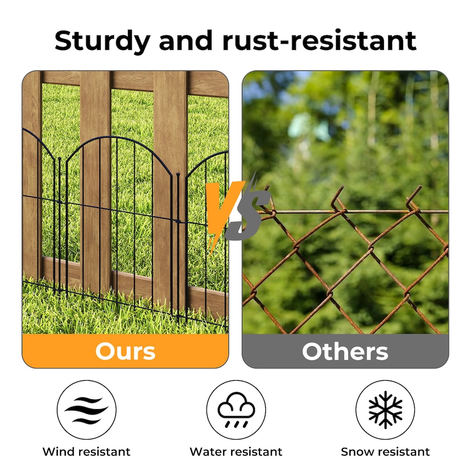 image 1 of Levede 10 Pack Metal Garden Fence Decorative Animal Barrier Outdoor Pet Border | Black