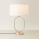image 4 of ValueLights Antonia White Fabric Shade Brushed Chrome Oval Table Lamp | Silver
