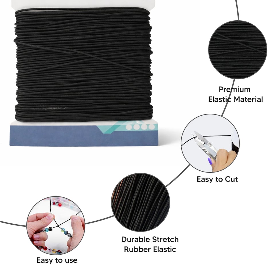 image 1 of 1mm Round Elastic Cord, Soft Durable and Stretchable Material - 25 Metres