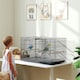 image 2 of PawHut Bird Cage with Divider, 4 Wooden Perches, Slide Out Tray, Black