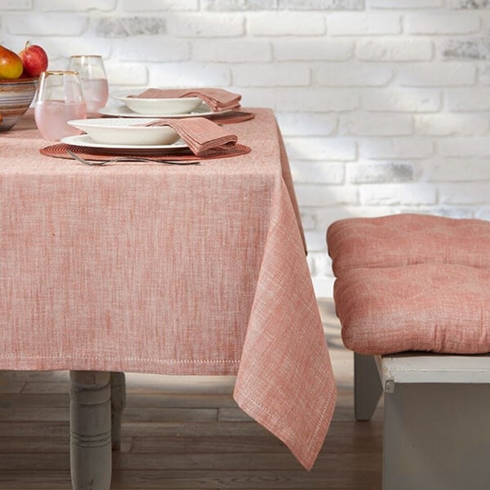 image 1 of Walton & Co Terracotta Blush Chambray Tablecloth 130x230cm
