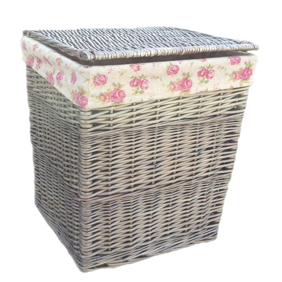 image 1 of Small Square Laundry Basket With Garden Rose Lining | Multi | Garden Rose