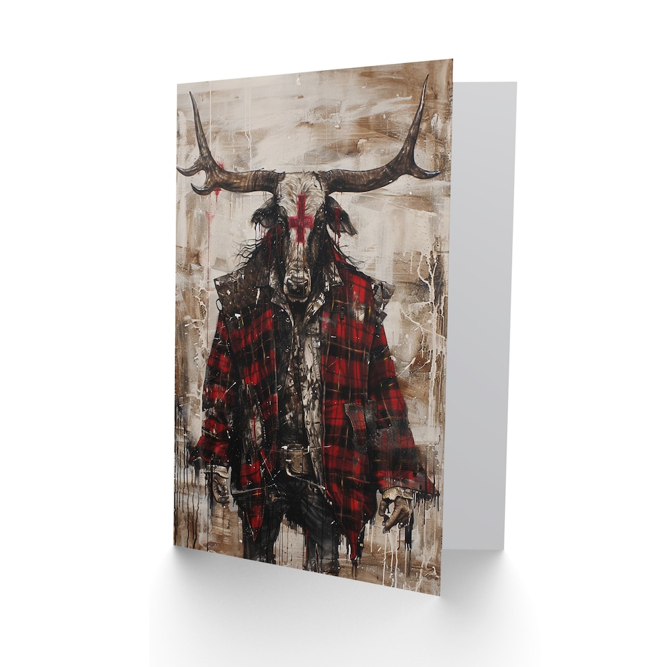 image 1 of Creepy Minotaur Texas Bull Man Concept Art Halloween Card