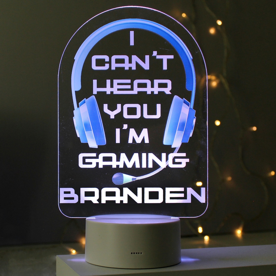 image 1 of Personalised Blue Gaming LED Colour Changing Night Light