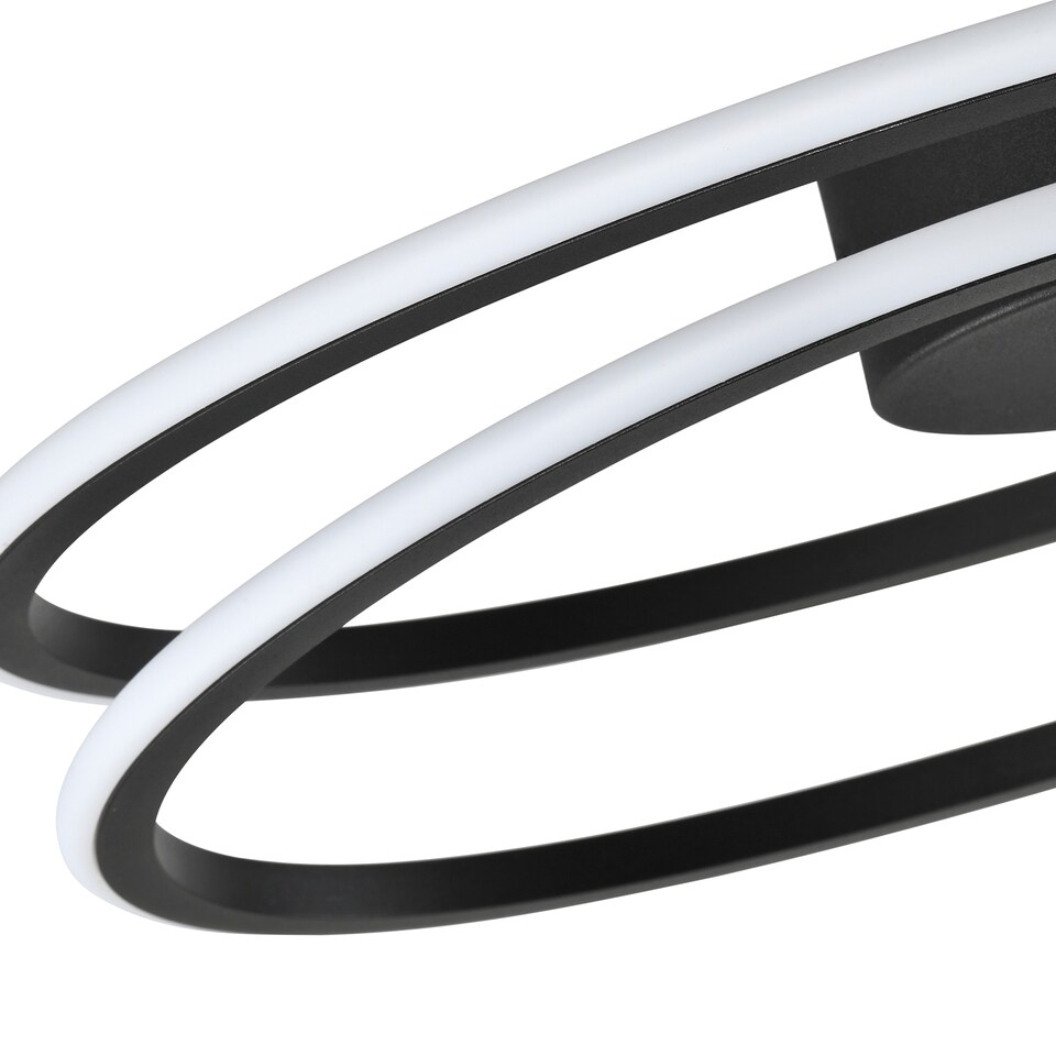 image 1 of Modern Double Swirl Strip LED Flush Ceiling Light Fitting in Sleek Matte Black | Black