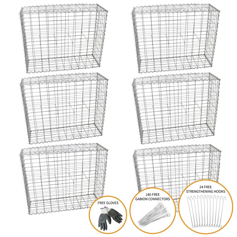 image 1 of Gabion Baskets 100 x 95 x 30cm / 6 Pack