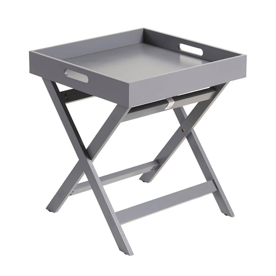 image 1 of Folding Butlers Side Table Portable Wooden Food Serving Tray | Grey