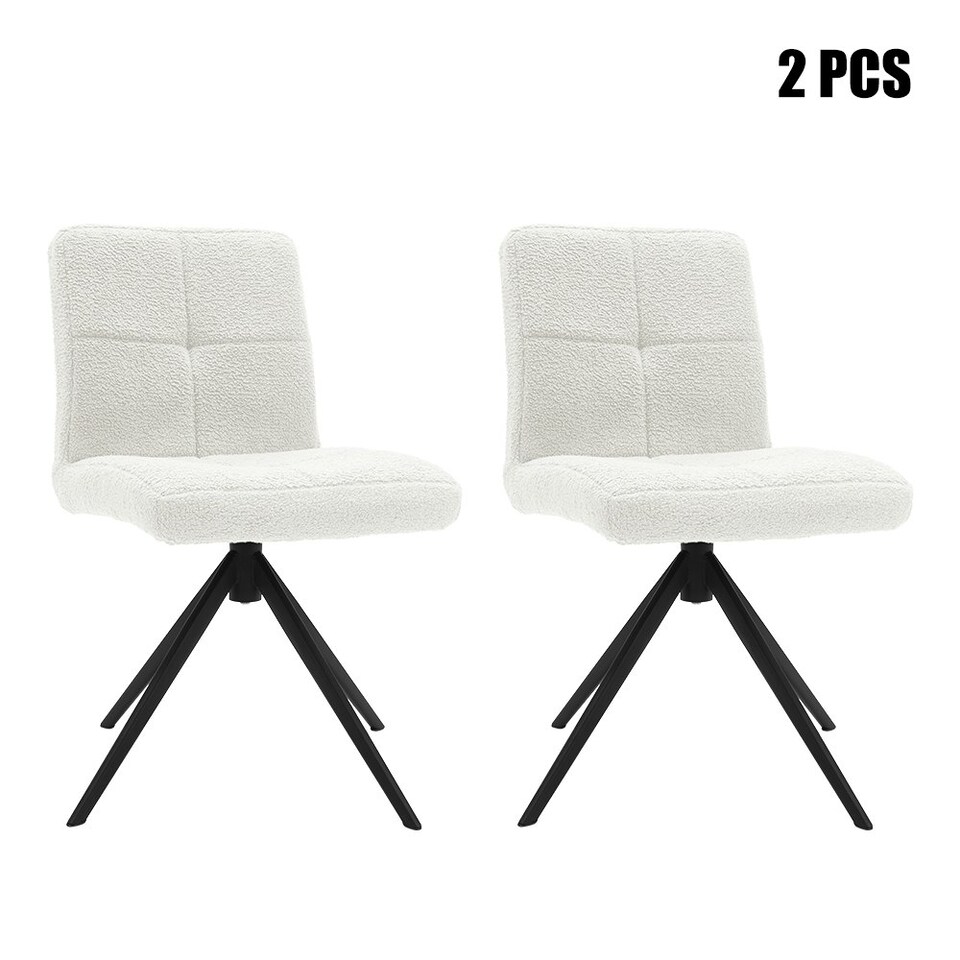 image 1 of Living and Home Set of 2 Plush Breakfast Stools, White