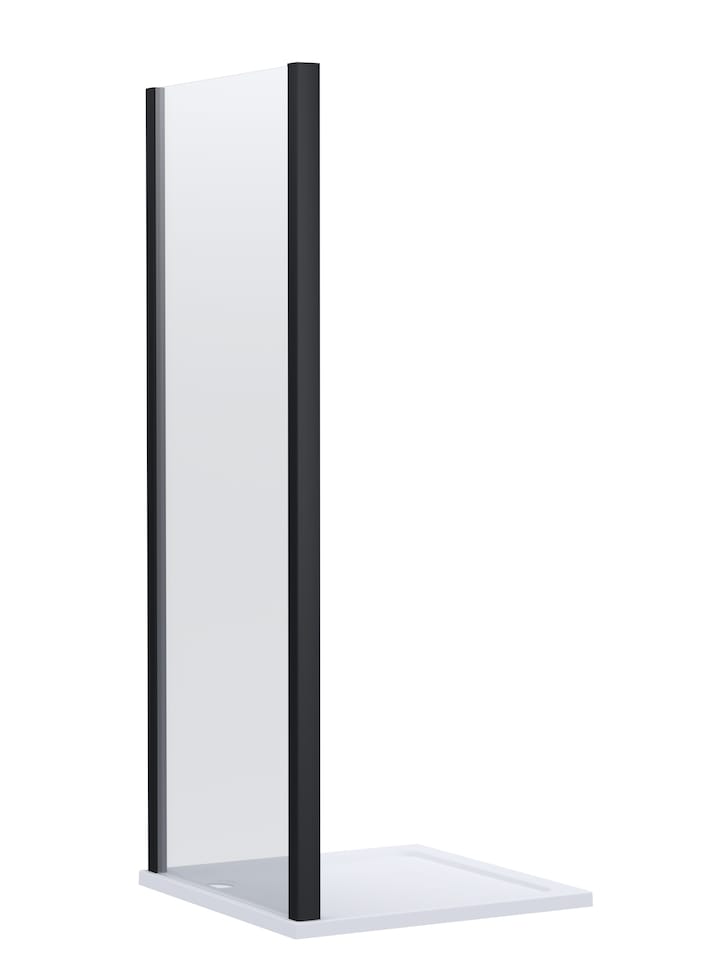 image 1 of Contemporary Shower Enclosure 8mm Glass Side Panel, 800mm, Matt Black | Black | Matt Black | 1