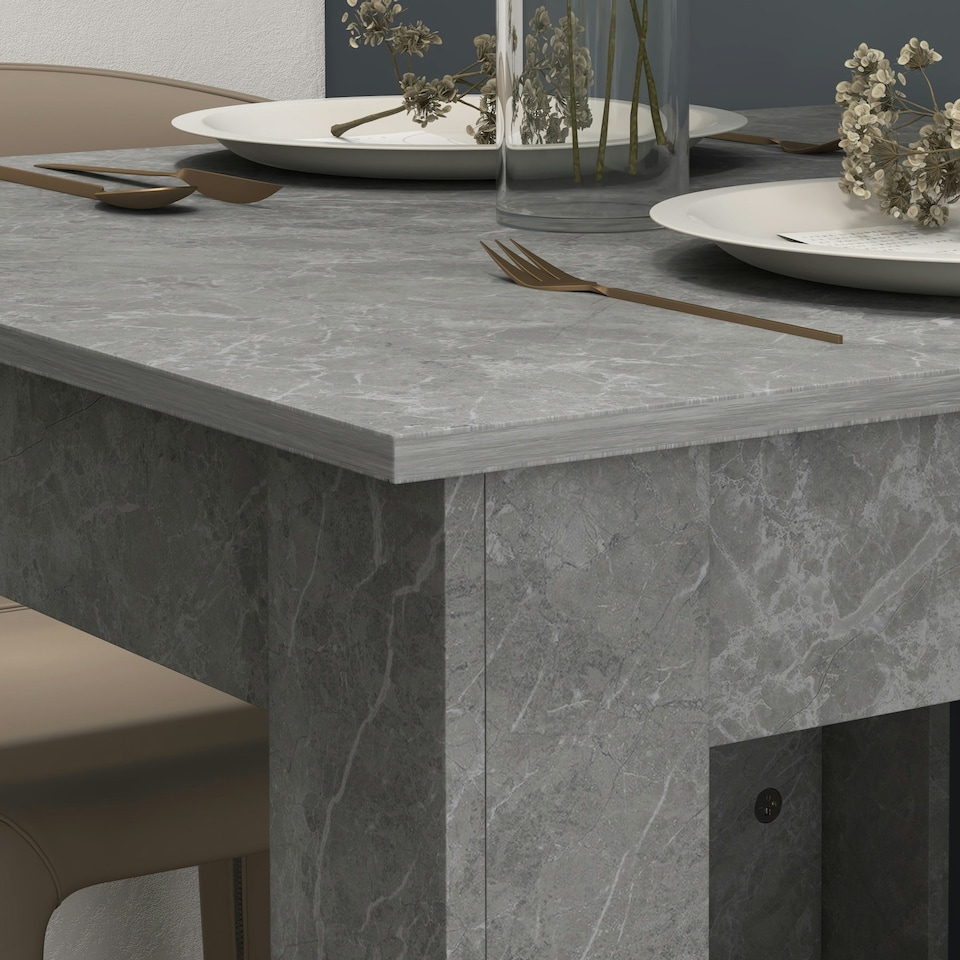image 1 of HOMCOM Square Dining Table, Kitchen Table with Faux Cement Effect