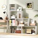 image 3 of COSTWAY 4 Tier Stepped Bookshelf Modern Ladder Bookcase 6 Storage Cubes White