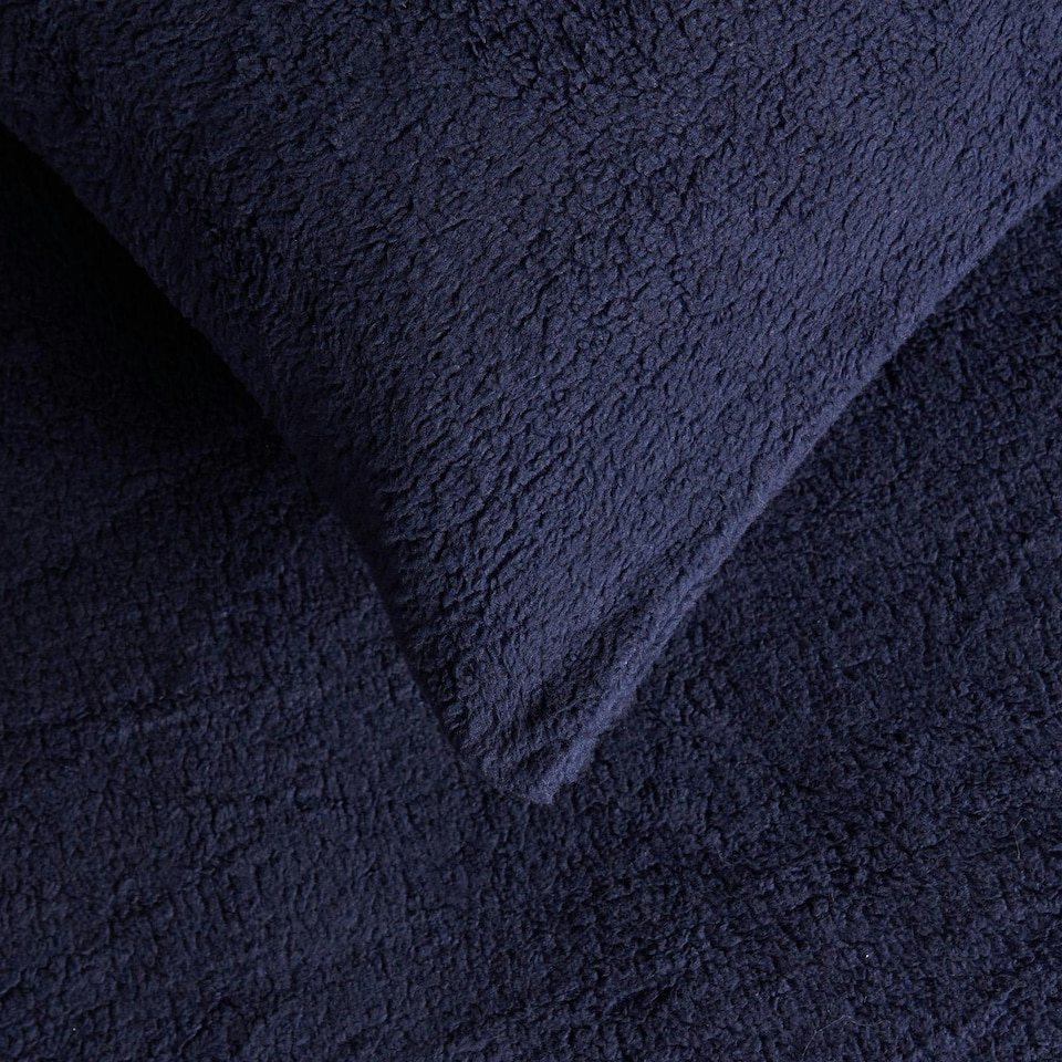 image 1 of OHS 4 Pack Soft Cosy Teddy Fleece Pillowcases, 50x75cm - Navy Blue
