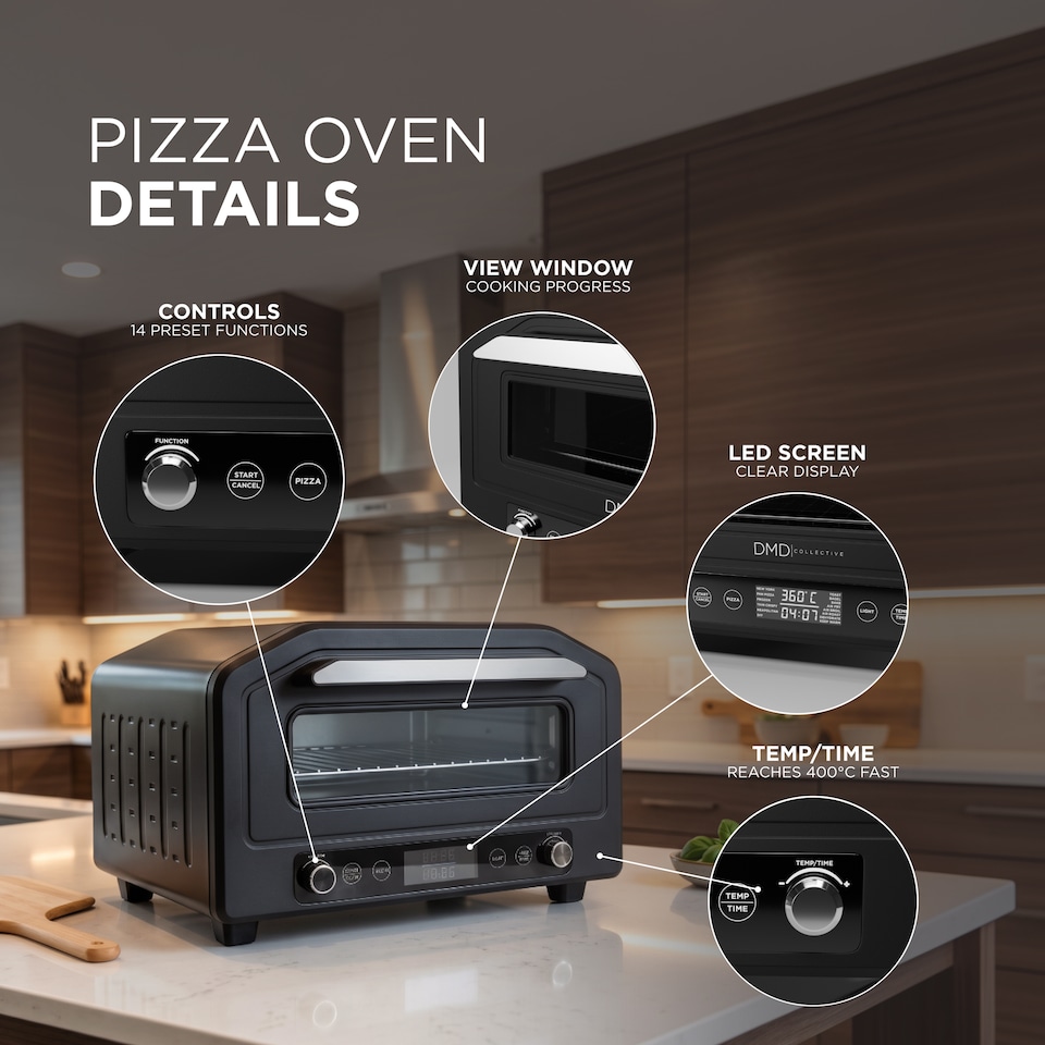 image 1 of 17L Electric Pizza Oven & Air Fryer, 400°C, Fits 12" Pizza