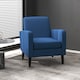 image 2 of HOMCOM Armchair, Modern Upholstered Linen Living Room Chair, Accent Chair with Spring Pack, Wood Legs for Bedroom, Home Office, Blue