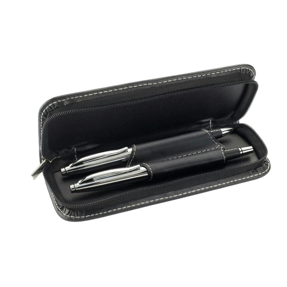 image 1 of MidOcean Baltimore Leather Pen Set - Black - One Size