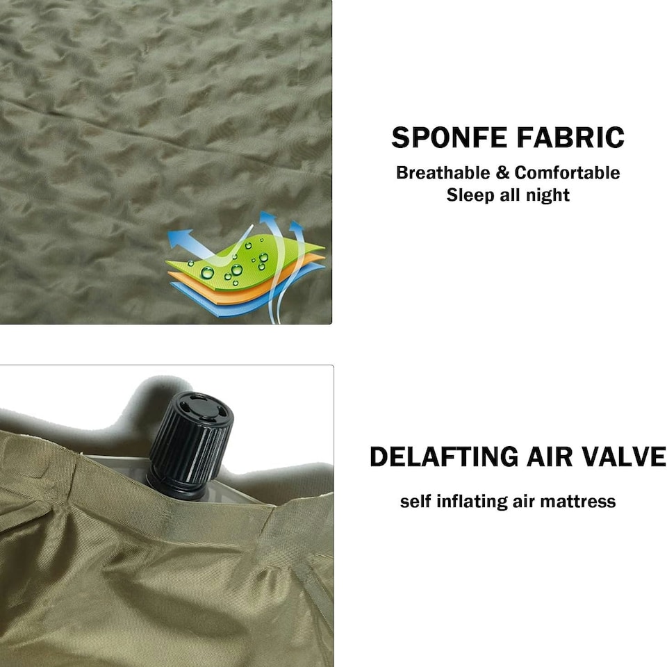 image 1 of Alivio Camping Inflatable Sleeping Pad, Waterproof Inflating Sleeping Mat (Double, Olive Green) Green | Olive Green