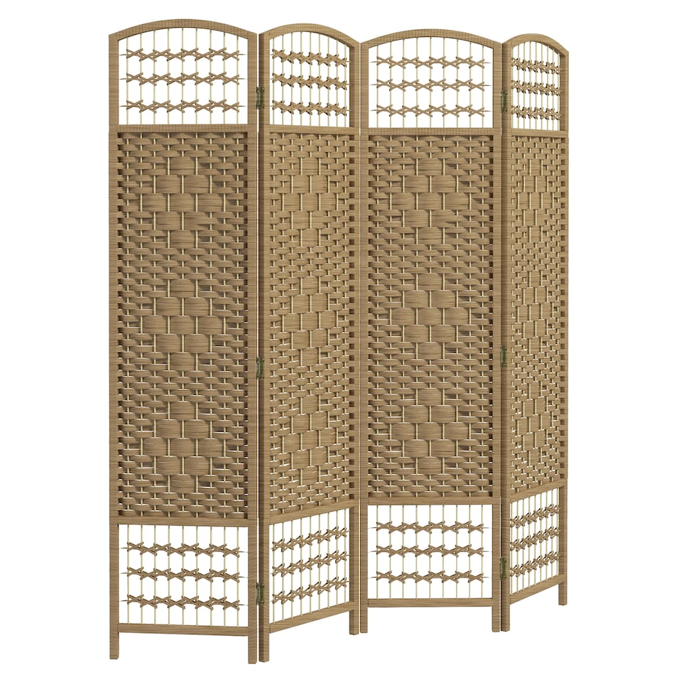 image 1 of HOMCOM 4 Panel Folding Room Divider, Freestanding Privacy Screen, Natural