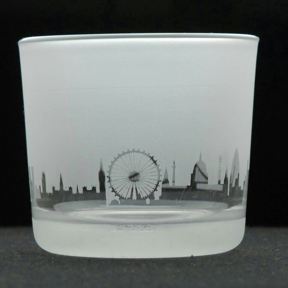 Animo Glass Engraved Votive Tealight Holder London