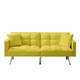 image 6 of Sofa Bed 2 Seater Yellow Velvet Click Clack Sofa Settee Recliner Couch with Metal Legs with 2 Pillows Yellow