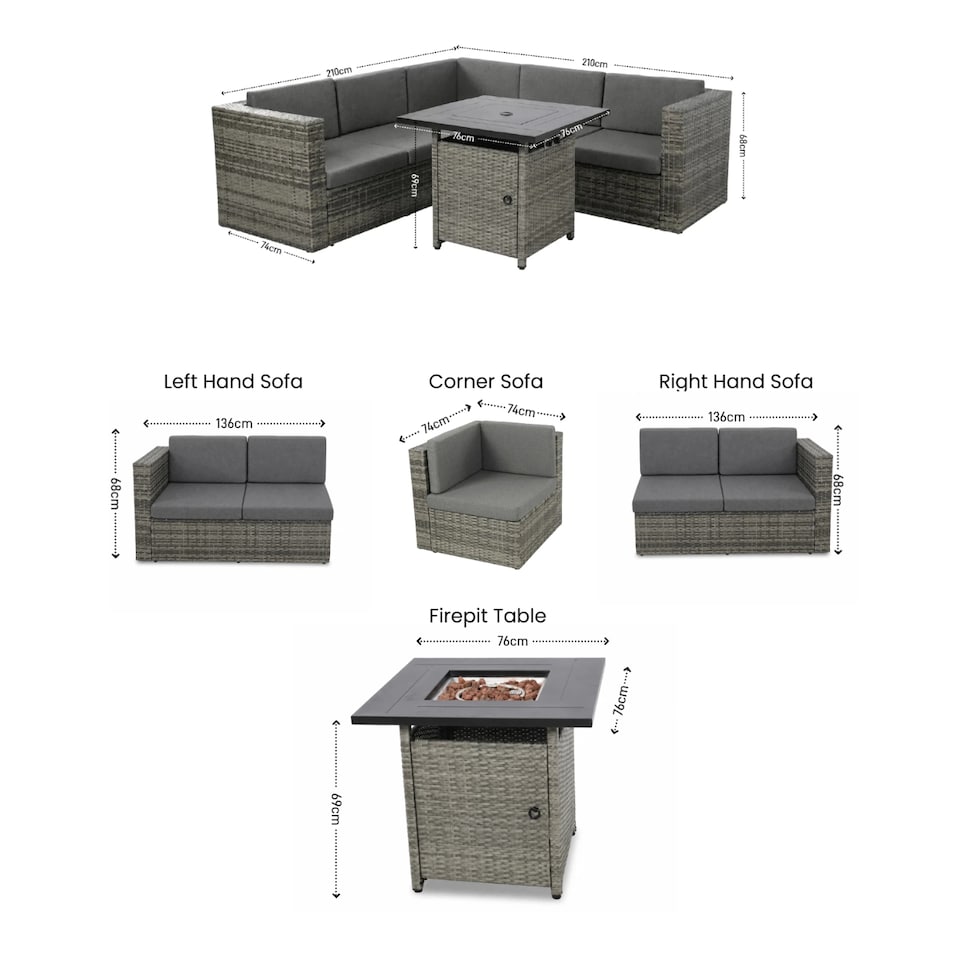 image 1 of Ascot Fire Pit Garden Set – Grey