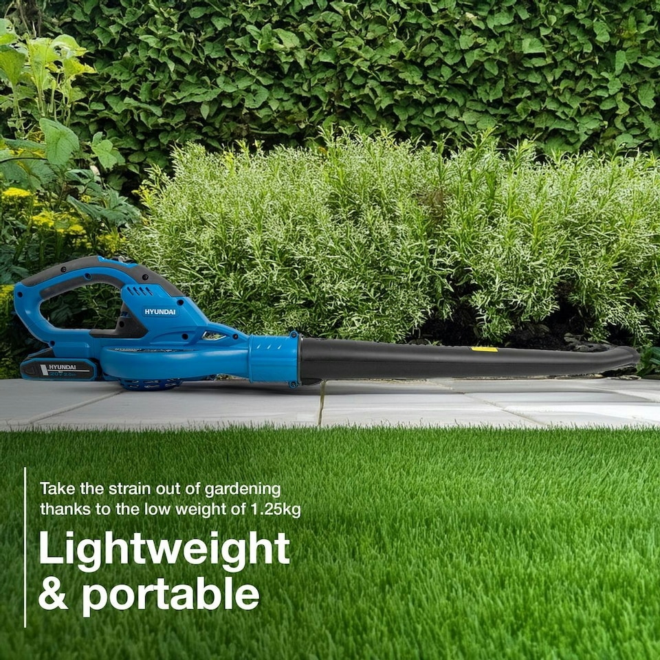 image 1 of Hyundai 20V Cordless Leaf Blower, 200Km/h Air Speed, 2Ah Li-Ion Battery and Charger