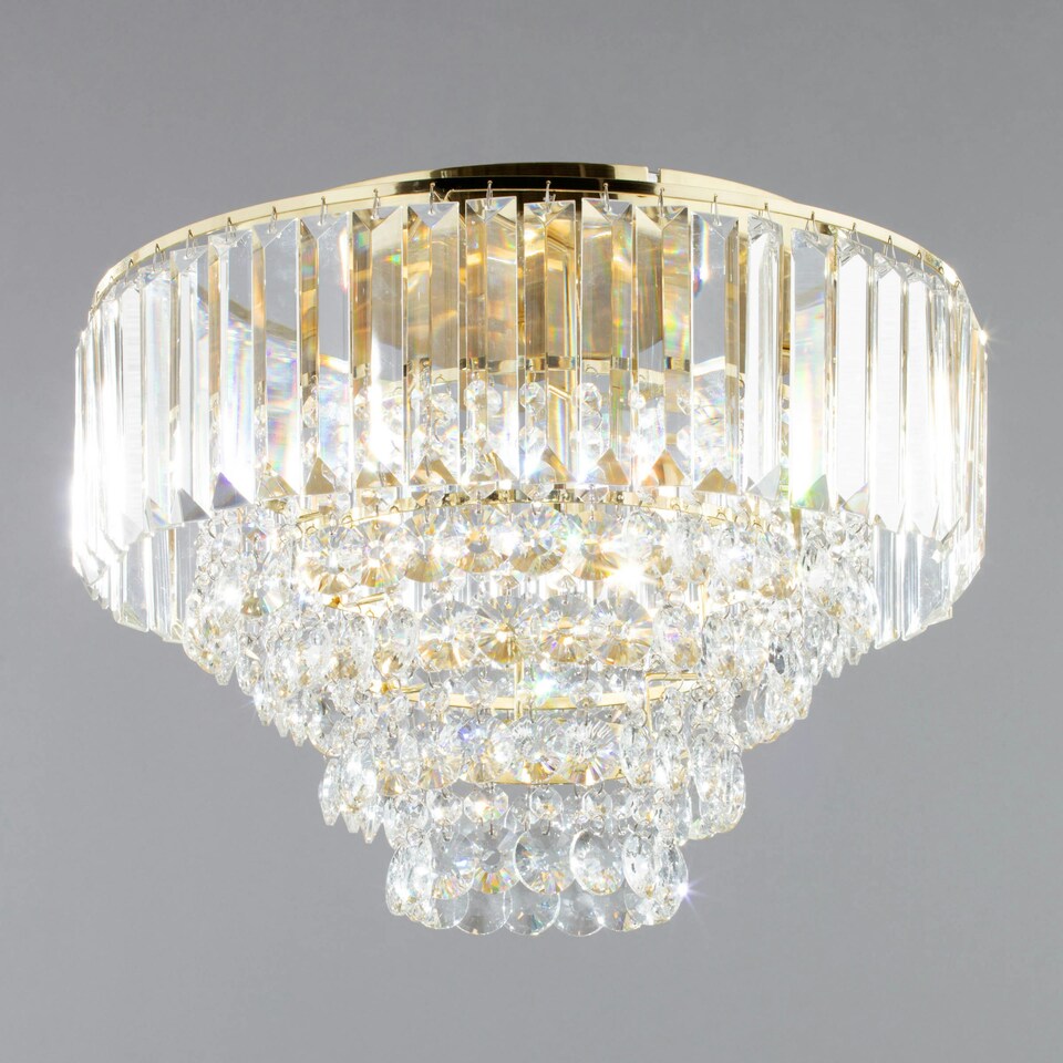 image 1 of BHS Paladina 3 Light Flush Ceiling Light | Gold | Satin Brass | 1