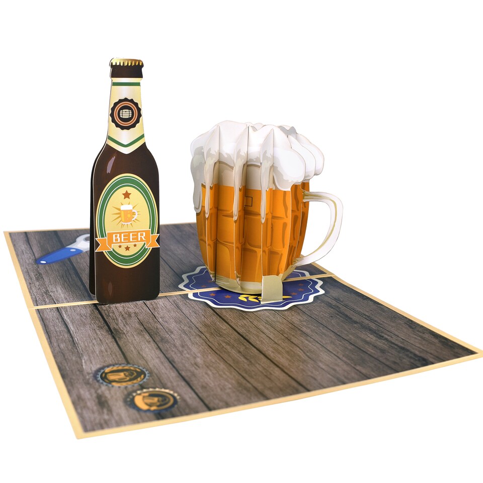 image 1 of Beer Themed Father's Day or Birthday 3D Pop Up Greeting Card