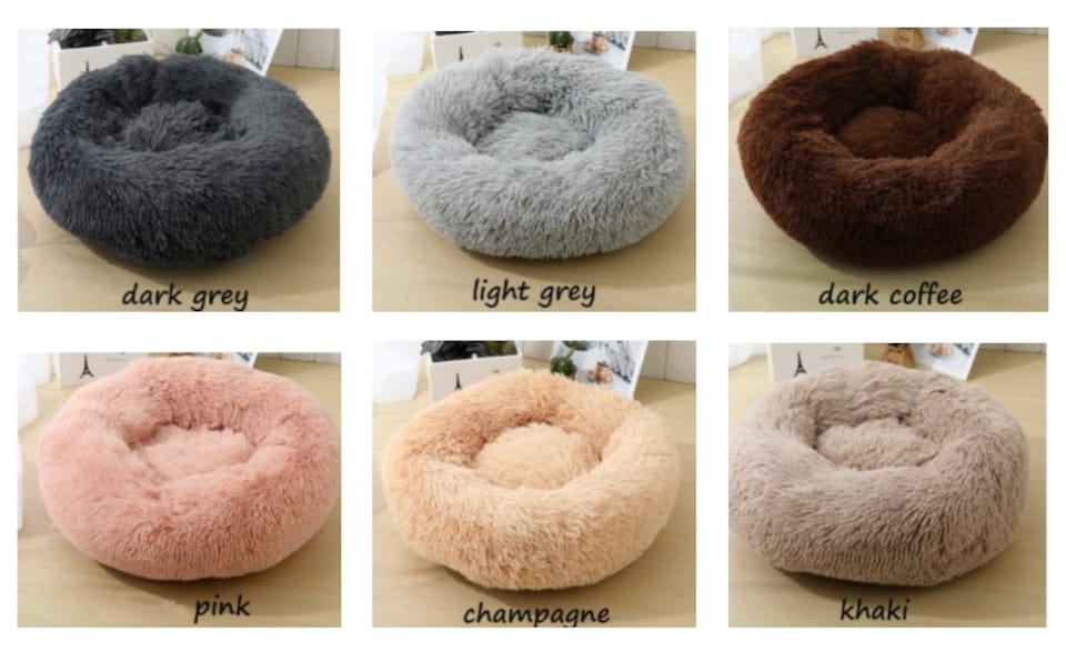 image 1 of Soft Calming Donut Bed - Premium Quality For Dogs & Cats - Khaki / 100cm | Cream | L