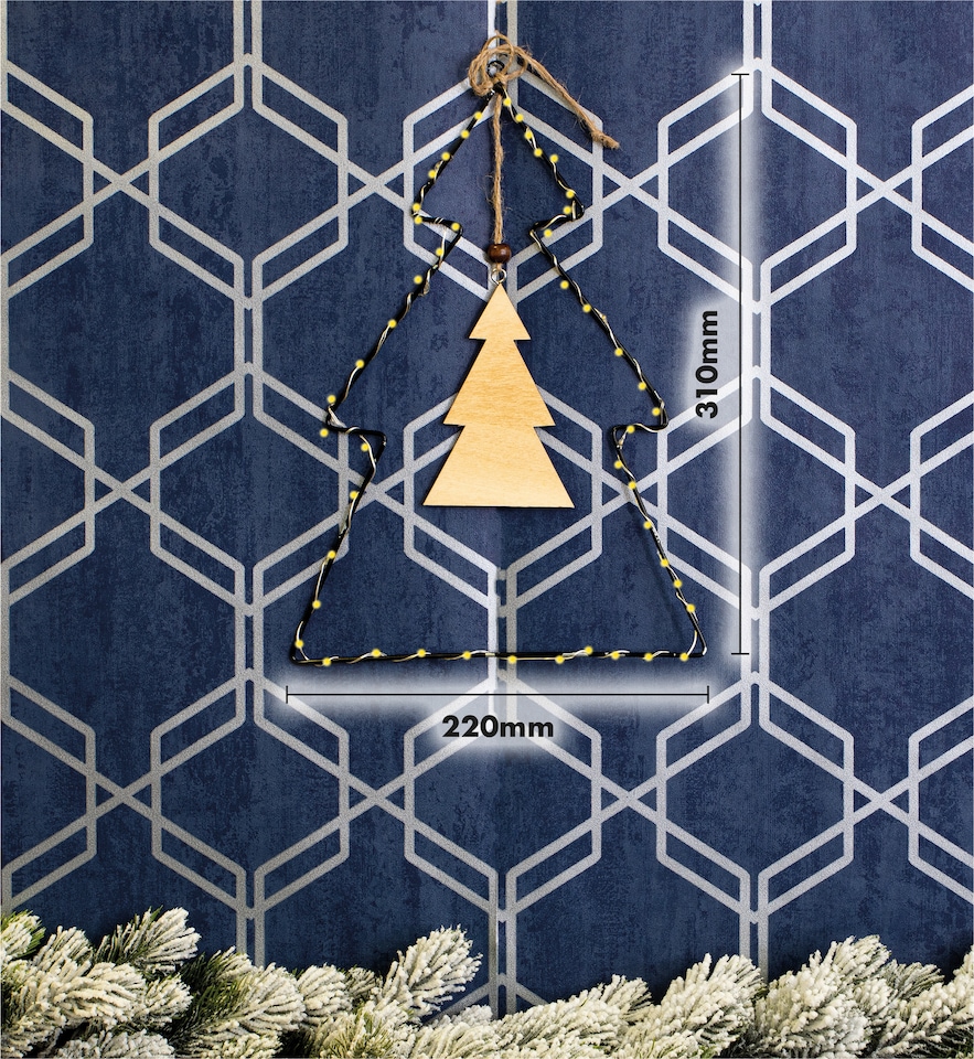 image 1 of St Helens METAL Christmas TREE SHAPE WOODEN HANGING CENTRE