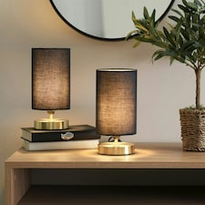 ValueLights Francis Gold Touch Table Lamps Navy Shade & Bulb | Gold