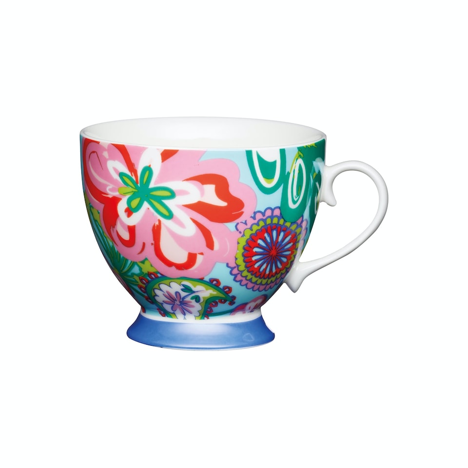 image 1 of KitchenCraft China Bright Floral Footed Mug | Multi | 1