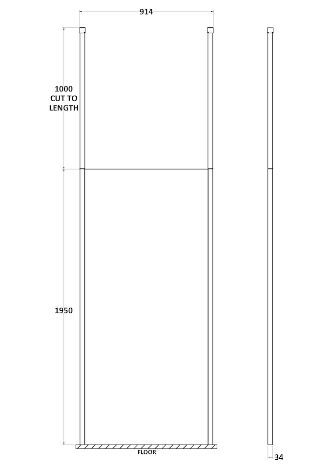 image 1 of Balterley Ellerton Contemporary Bathroom 8mm Glass Profile Wetroom Screen with Ceiling Posts, Chrome Finish, 1950 x 898 x 14mm