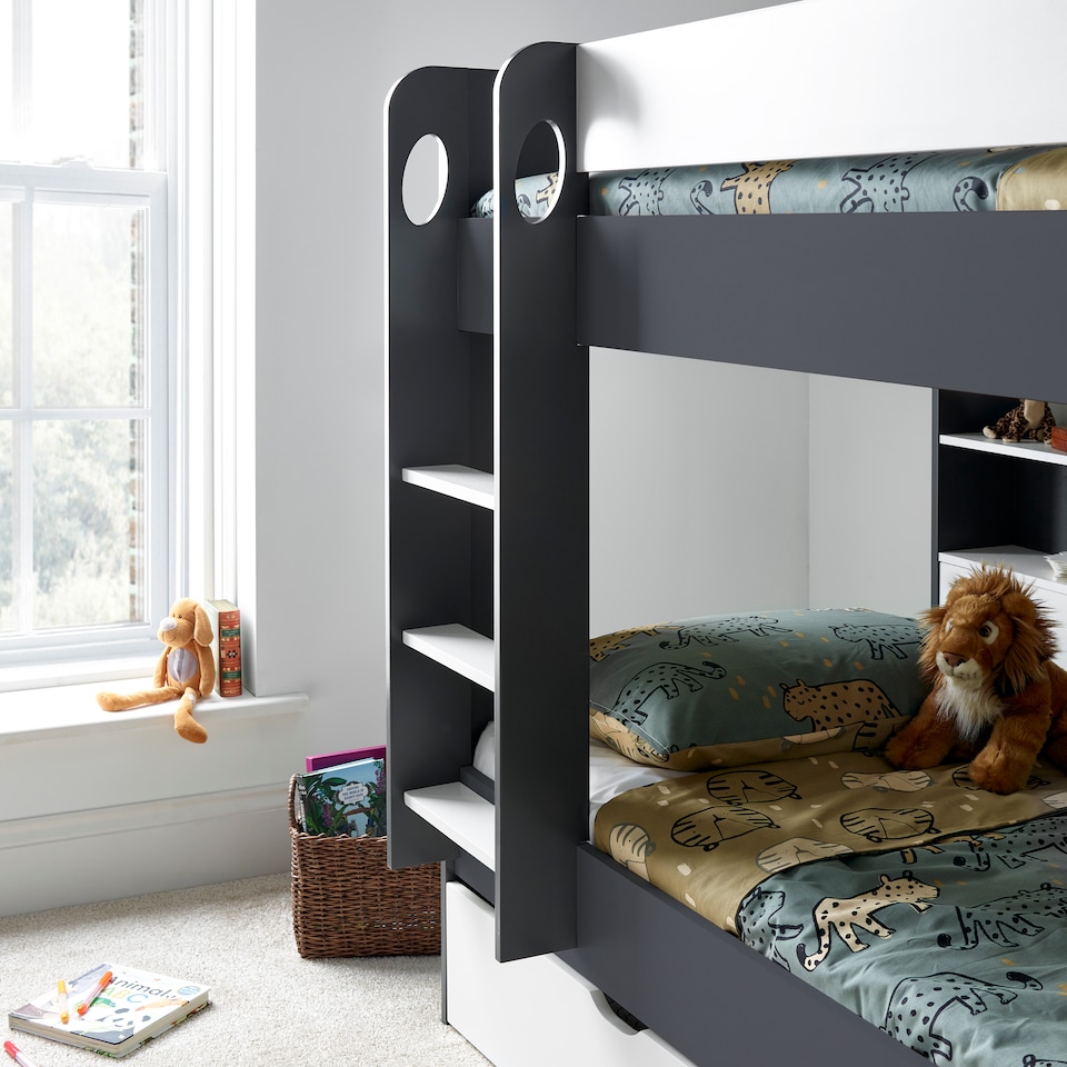 image 1 of Oliver Grey and White Storage Bunk Bed