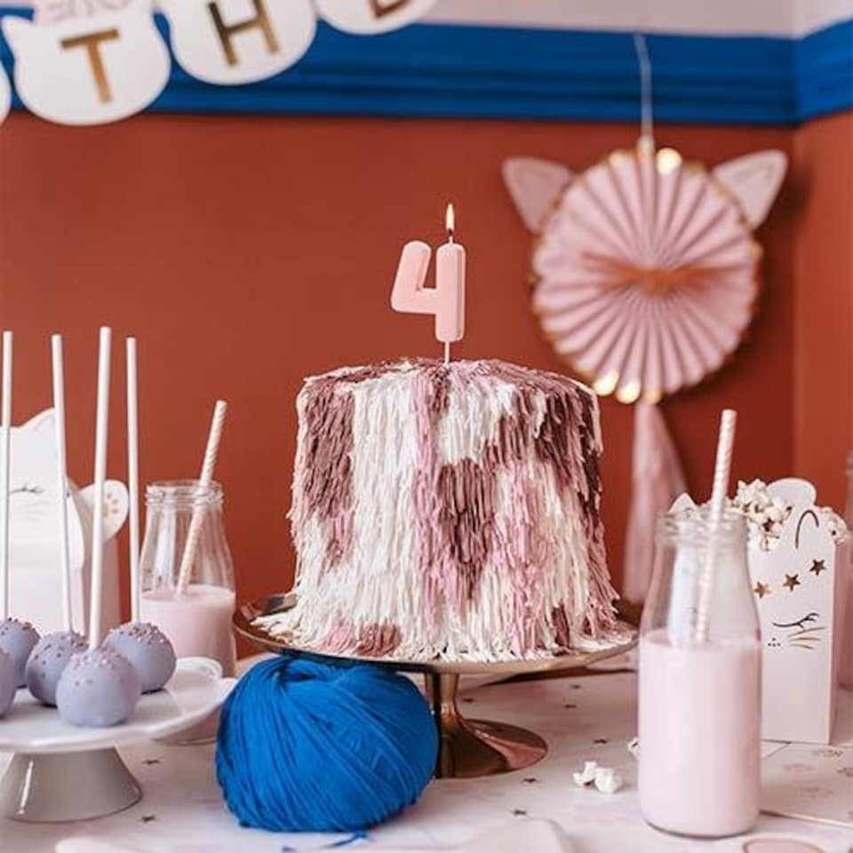 image 1 of Pastel Pink Number 4 Shaped Candle 5.5cm