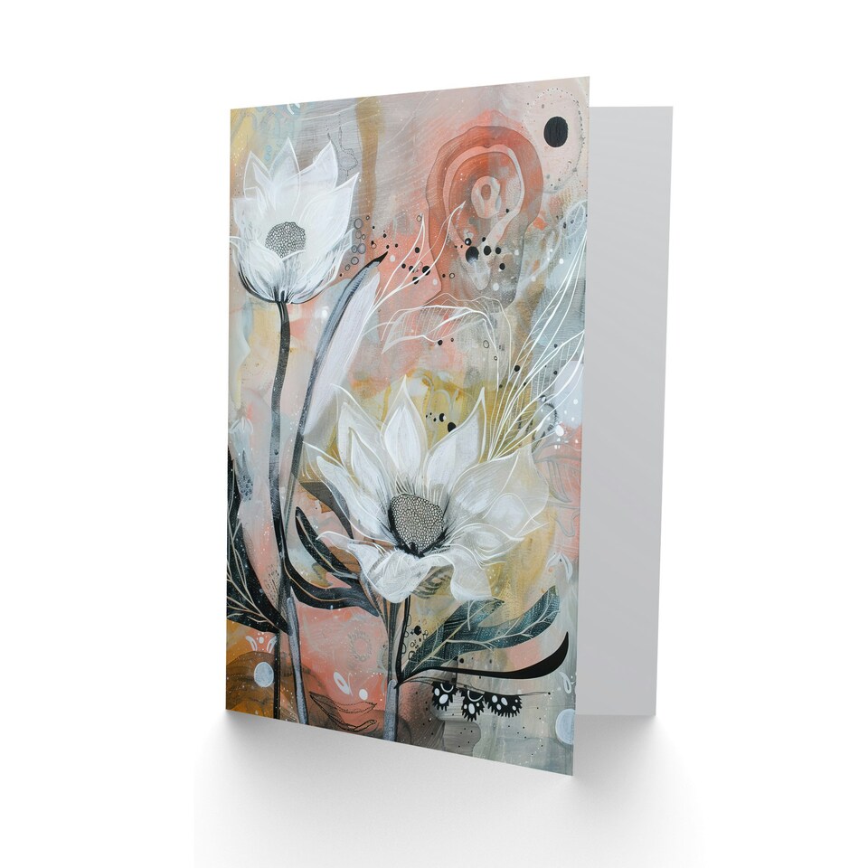 image 1 of Italian White Sunflowers Bloom Abstract Woman Her Birthday Card