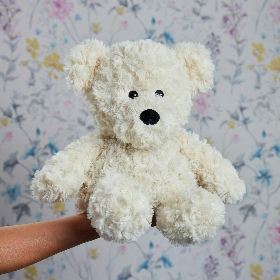 image 1 of Warmies Plush Cream Curly Bear Microwavable Weighted Teddy
