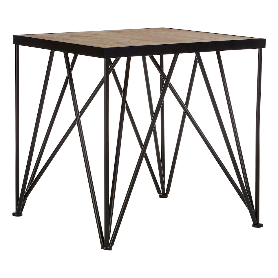 image 1 of Interiors by Premier Square Side Table, Wood Metal Side Table, Industrial Side Table, Wood Top Side Table, Black Iron Side Table