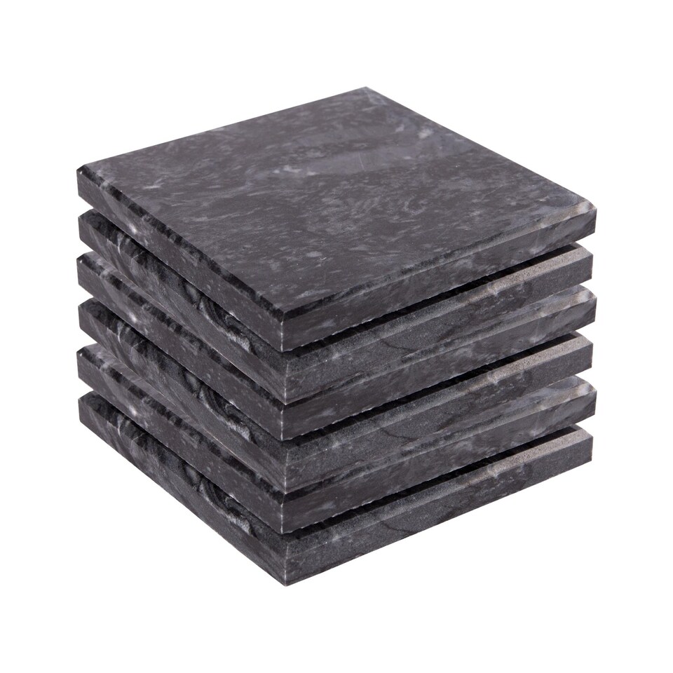 image 1 of Argon Tableware Marble Square Coasters - 10cm - Black - Pack of 6